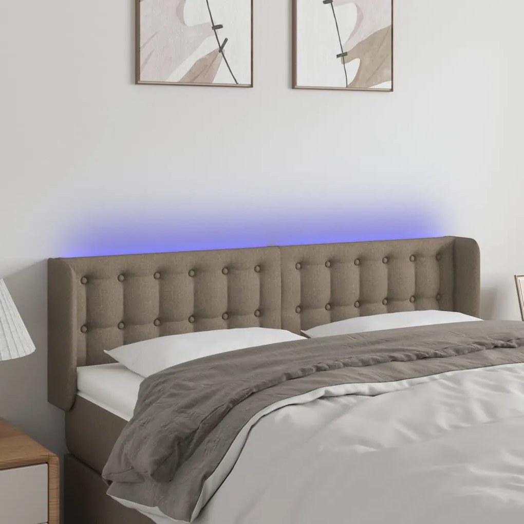Testiera A Led Tortora 147x16x78/88 Cm İn Tessuto /