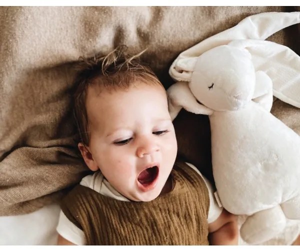 Moonie - Compagno di coccole con melodia e luce coniglietto 2.0 organic sabbia