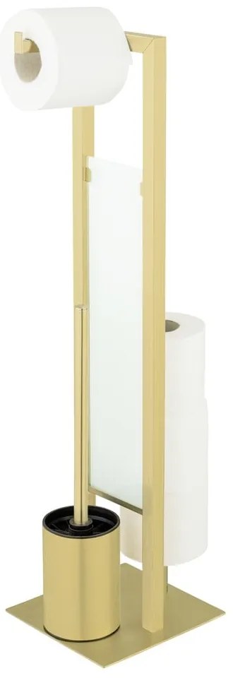 Porta carta igienica con spazzola in acciaio inox in oro Rivalta - Wenko