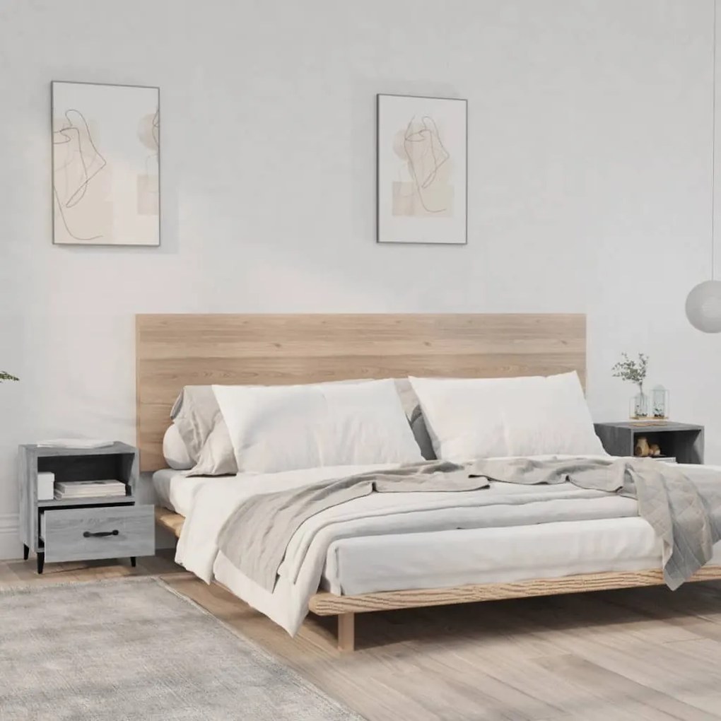 Comodini 2 pz grigio sonoma in legno multistrato