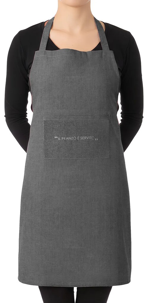 Grembiule cucina con tasca antracite con scritta