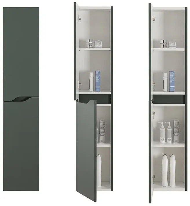 Pensile bagno sospeso 150 H verde con ripiani regolabili Maiori/Minori