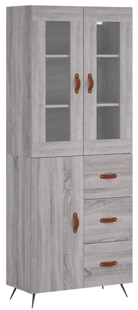 Credenza grigio sonoma 69,5x34x180 cm in legno multistrato