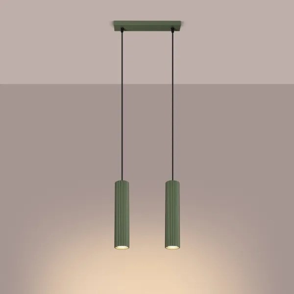 Sollux SL.1612 - Lampadario a sospensione con filo KARBON 2xGU10/10W/230V verde