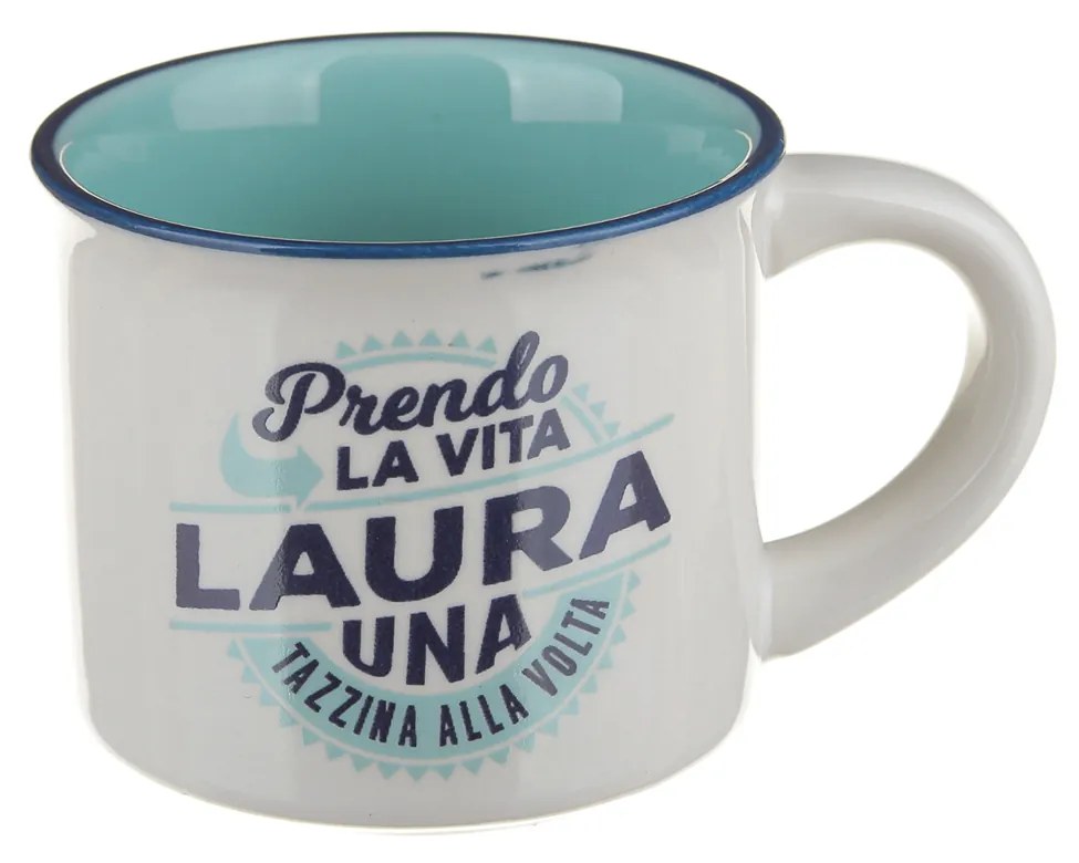 Tazzina caffè con nome Laura in gres porcellanato