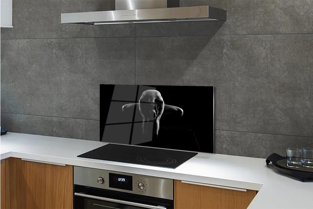 Pannello paraschizzi cucina Donna in bianco e nero 100x50 cm