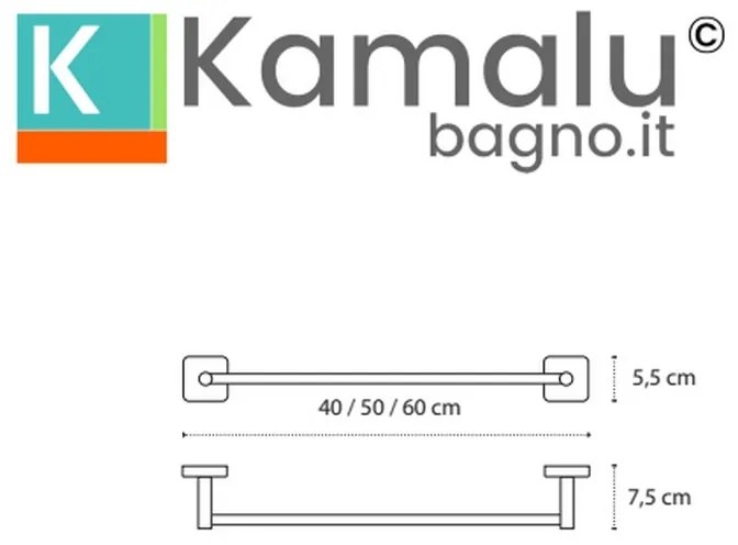 Kamalu - portasciugamani barra 60cm in acciaio inox finitura lucida | clode-c