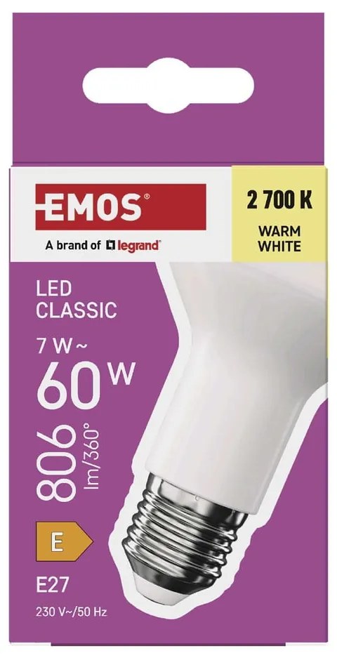 Lampadina LED bianco caldo E27, 7 W - EMOS