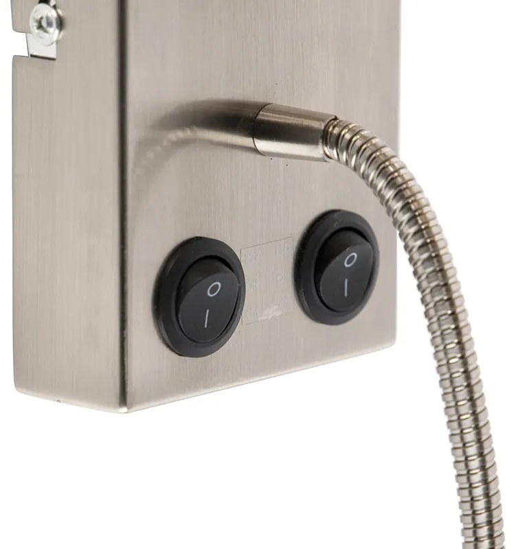 Applique moderna in acciaio con paralume in cotone grigio - Stacca