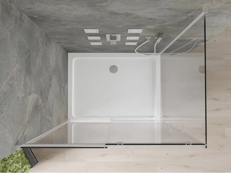 Mexen Omega cabina doccia scorrevole 120 x 70 cm, trasparente, cromo + piatto doccia Flat - 825-120-070-01-00-4010