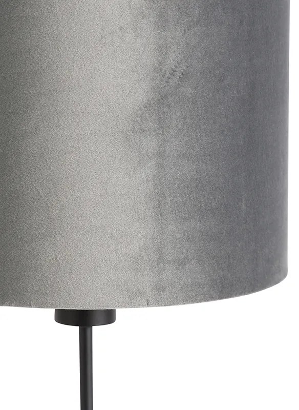 Lampada da tavolo moderna con paralume in tessuto nero grigio 25 cm regolabile - Parte