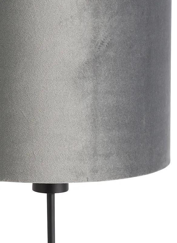 Lampada da tavolo moderna paralume in tessuto nero grigio 25 cm regolabile - PARTE