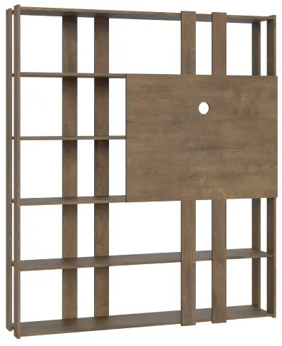 Libreria in legno Noce 178x204h cm con porta tv e 6 ripiani - KATO N