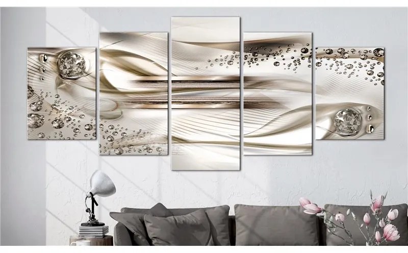 Quadro  Underwater Harp (5 Parts) Wide Brown  Colore Bianco, Dimensioni e Misure 200x100