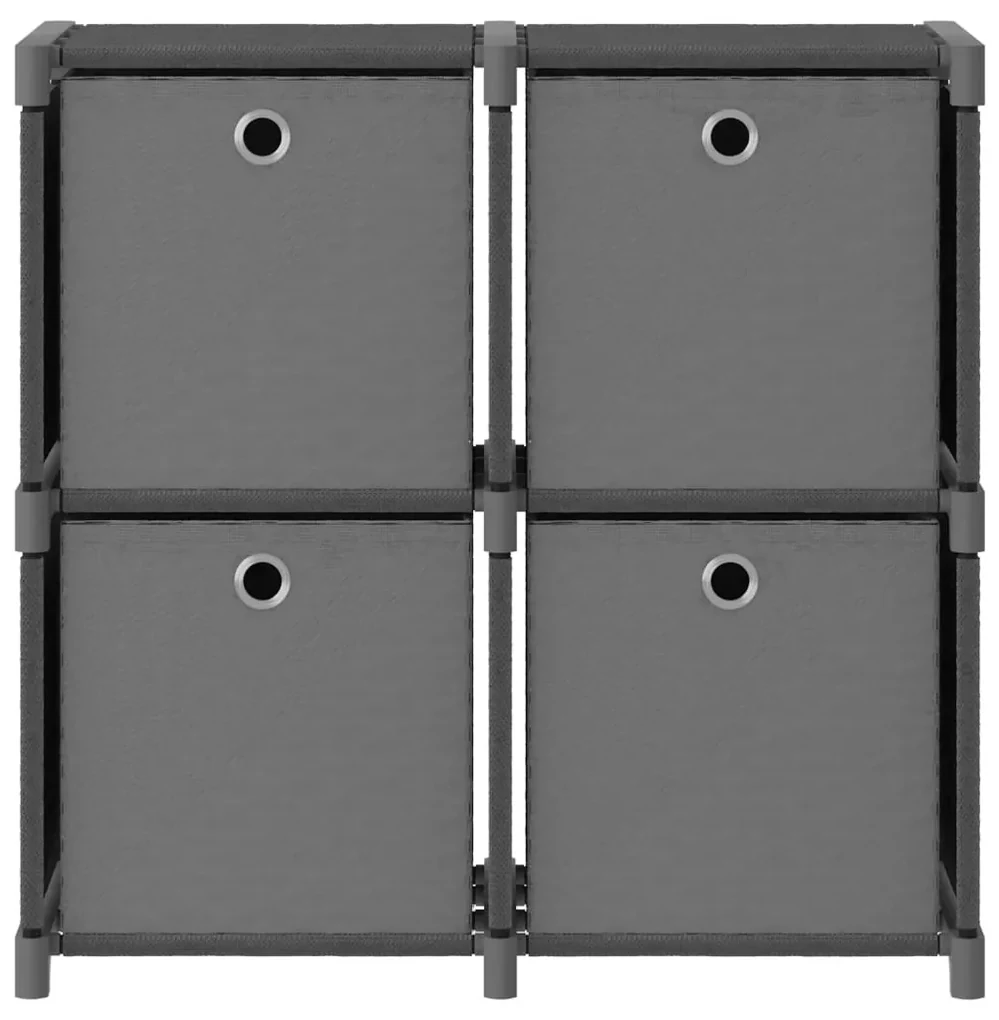 Mensola con 4 vani a cubo e scatole grigia 69x30x72,5cm tessuto