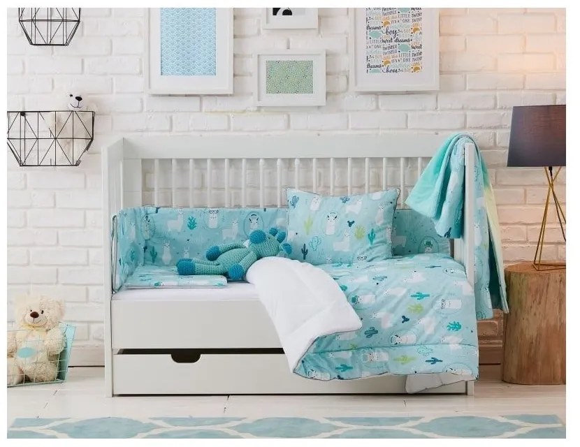 Cuscino decorativo blu per bambini, 45 x 50 cm Llamas - Pinio