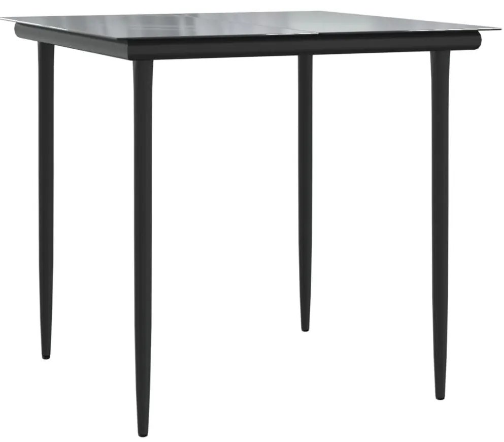Set da pranzo da giardino 5 pz nero in acciaio e textilene
