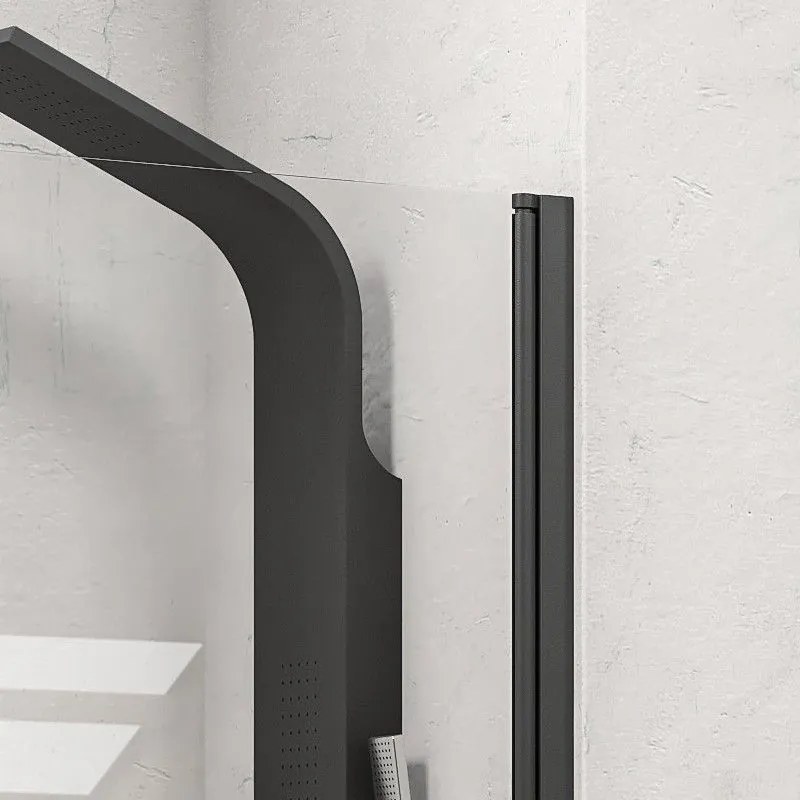 Kamalu - porta doccia per nicchia 80-85 cm doppio battente profili neri kn-saloon