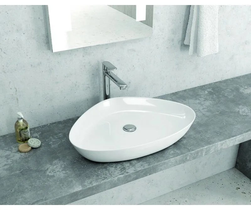 Kamalu - lavabo bagno da appoggio 59cm ceramica bianca | litos-0009