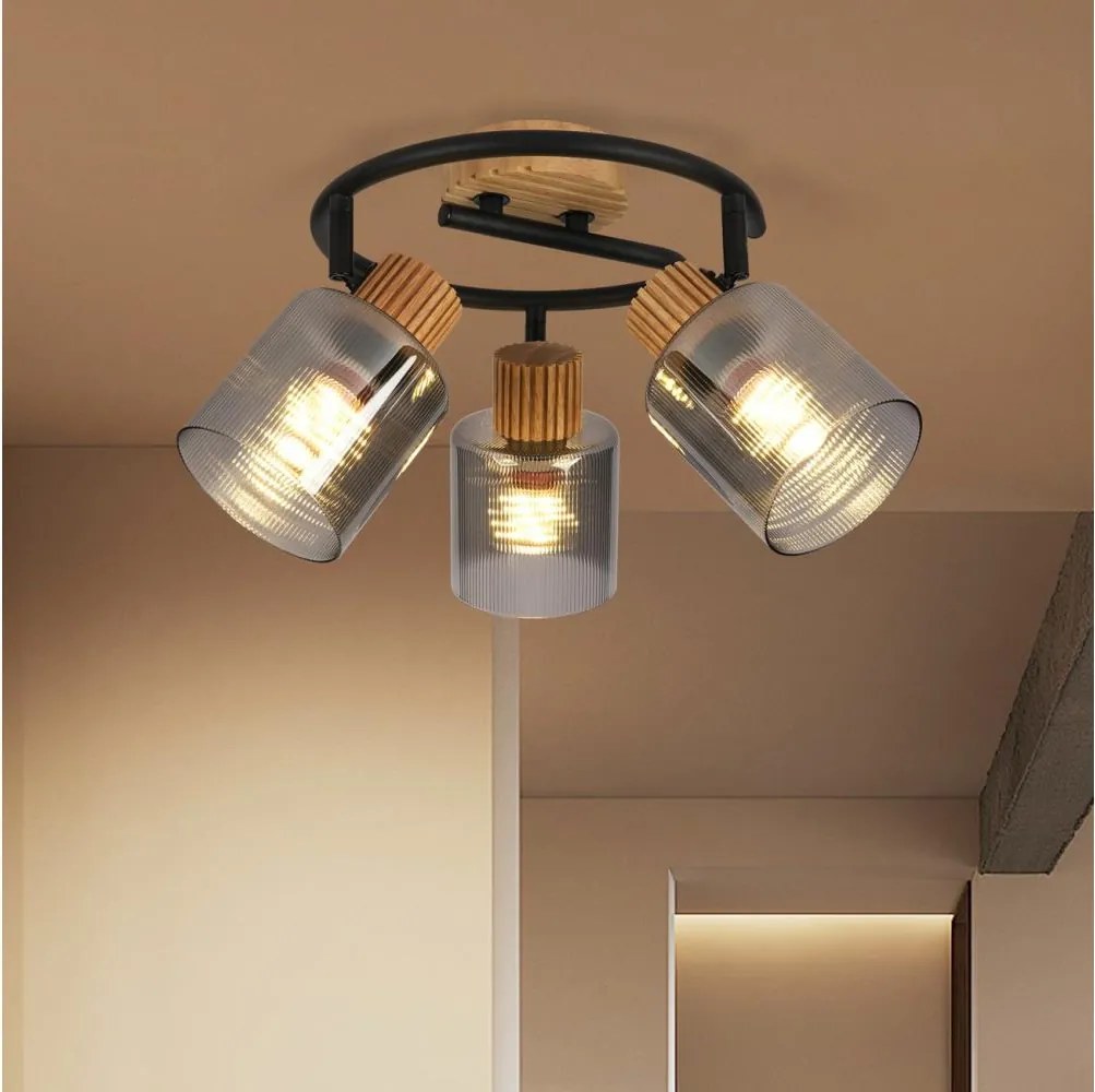 Brilagi - Faretto HYGGE 3xE14/15W/230V legno/fumé