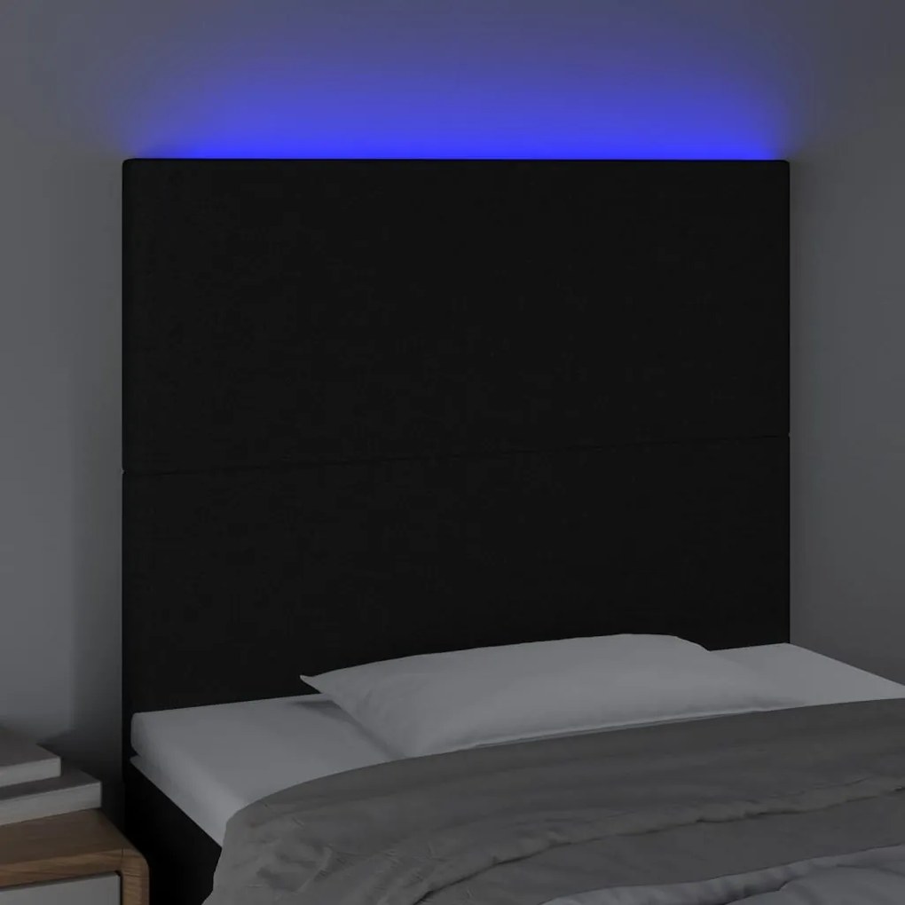 Testiera a led nero 90x5x118/128 cm in tessuto