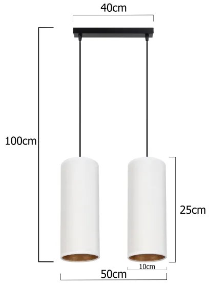 Lampadario a cavo AVALO 2xE27/60W/230V bianco/rame