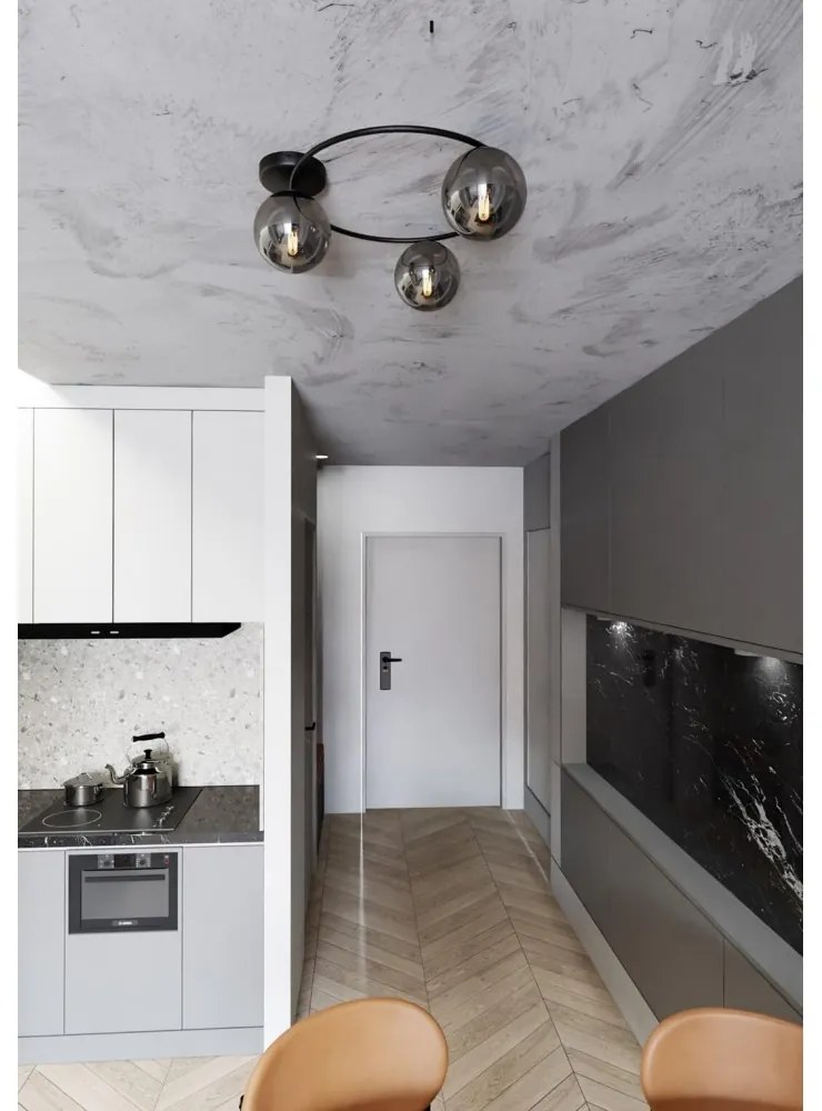 Lampada da soffitto in acciaio SOPRA 3 da interno 3xE14 Colore del corpo Nero e Grafite