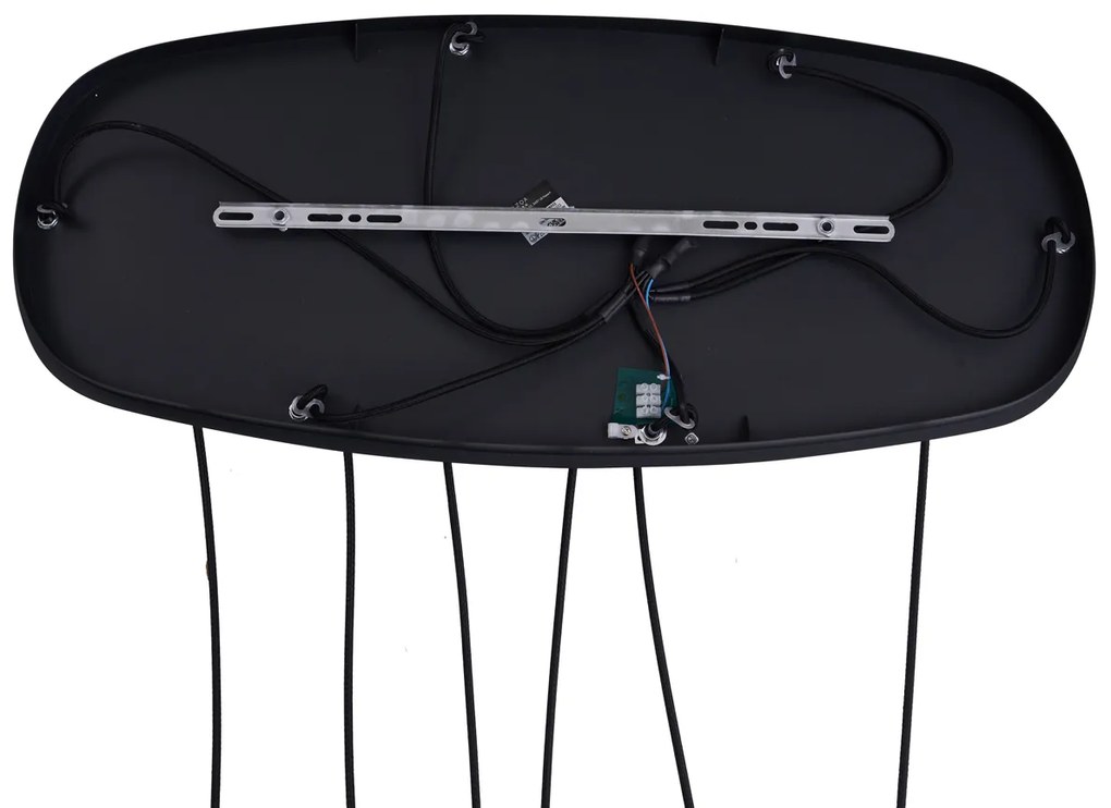 Lampada a sospensione moderna nera con vetro fumé 6 luci - Duplantis