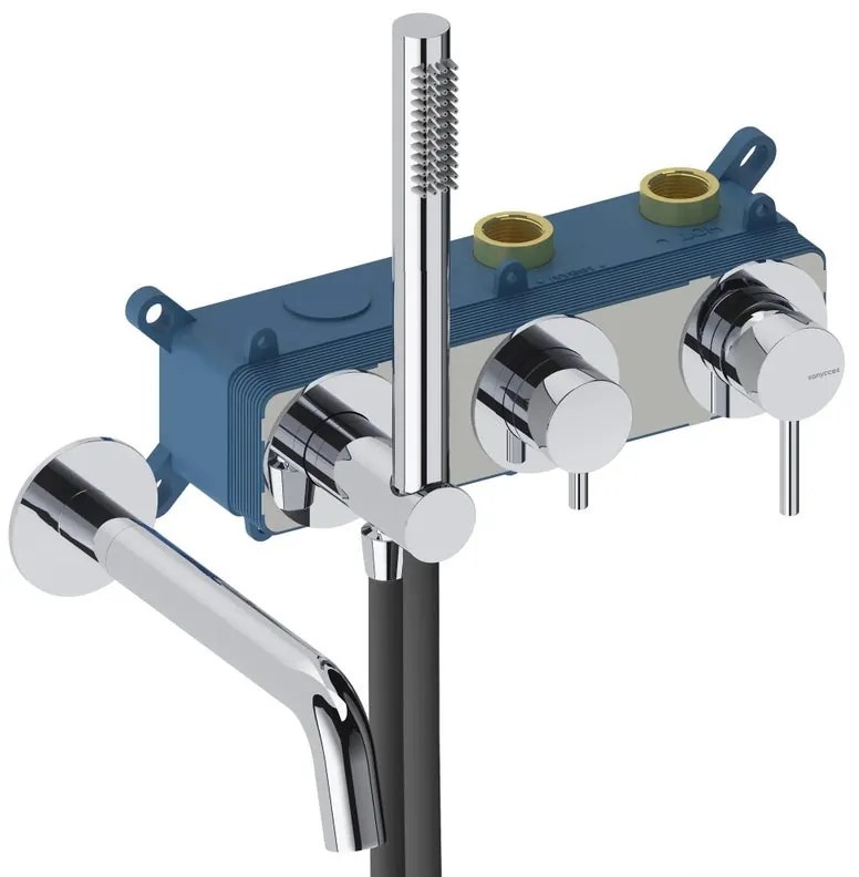 Rubinetto per vasca getto laminare cristallino Loop per muro cromo spazzolato SANYCCES