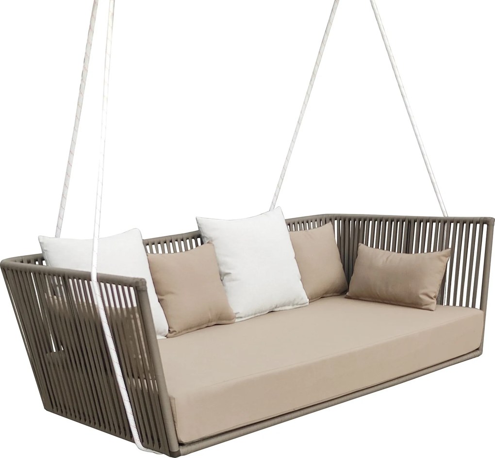 VELASCO - divano altalena con struttura in alluminio verniciato taupe