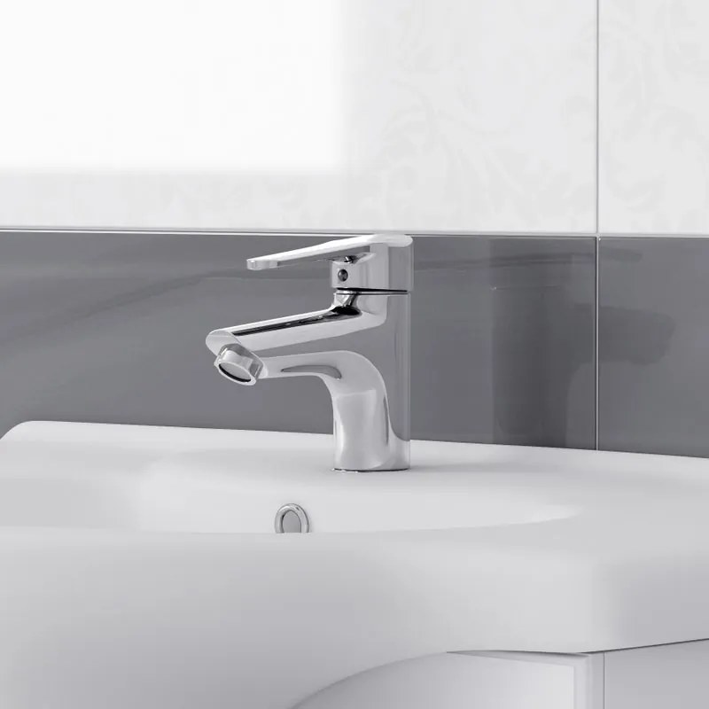 Mobile bagno da terra con lavabo L 85 x H 184 x P 33.5 cm bianco, 2 ante 2 cassetti per vasca centrale Paola
