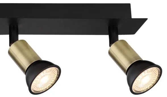 Globo 57998-4B - Faretto DREW 4xGU10/35W/230V nero/ottone