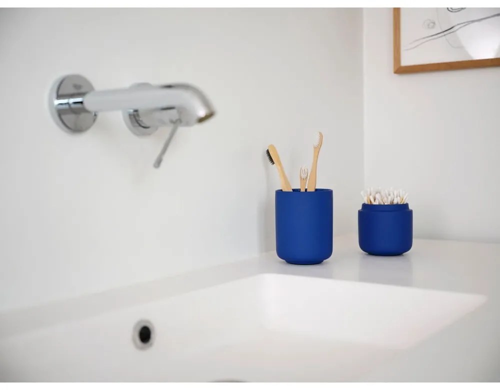 Tazza in gres blu per spazzolini da denti Ume - Zone