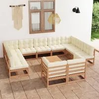 Set Divani da Giardino 12 pz Cuscini Miele in Massello di Pino 3077272