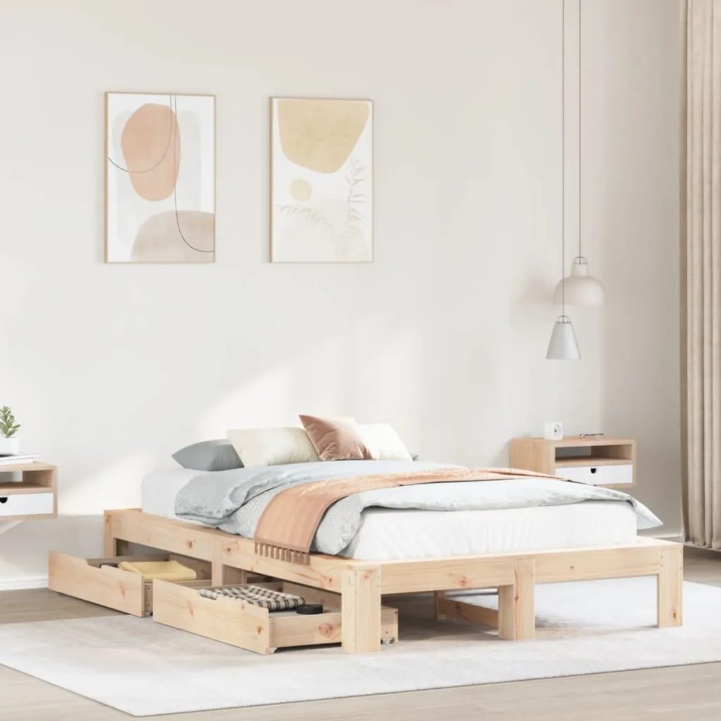 Giroletto senza materasso 120x190 cm in legno massello di pino