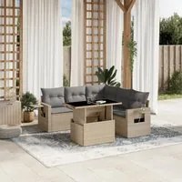 Set Divano da Giardino 6 pz con Cuscini Beige in Polyrattan 3267899