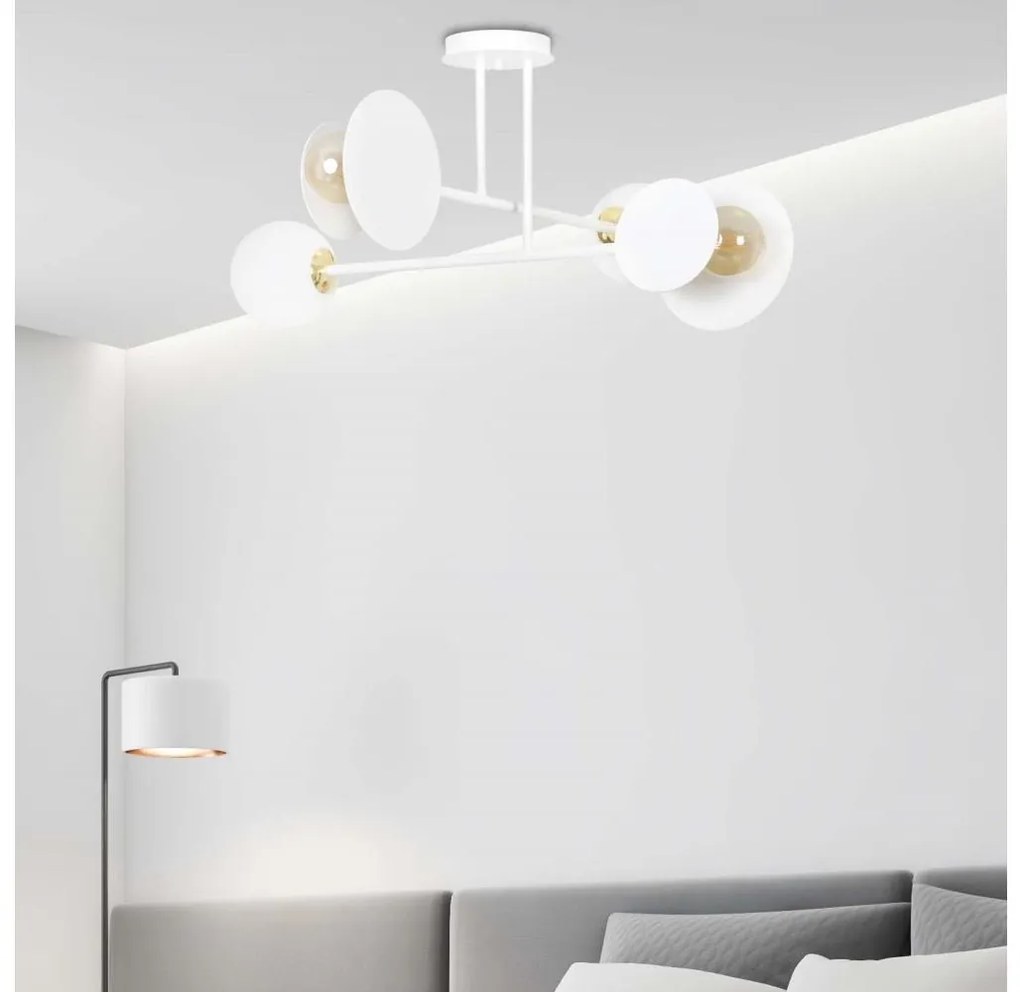 Lampadario a sospensione con supporto rigido MINERVA 2xE27/15W + 2xE14/10W/230V bianco
