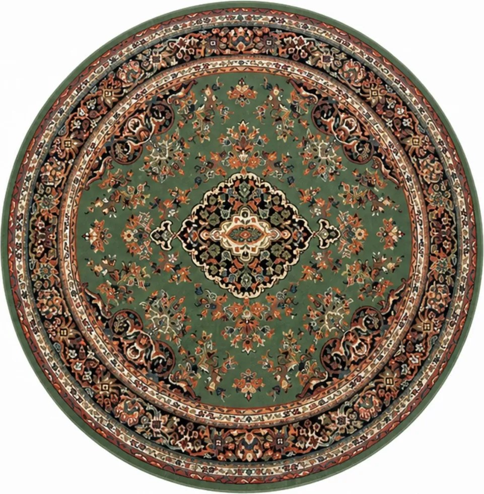 Tappeto Classico Oriental Rotondo Verde Ø 190 cm Stile Persiano Elegante