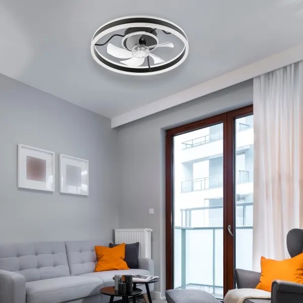 Plafoniera LED con ventilatore APOLLO LED/38W/230V nero + telecomando