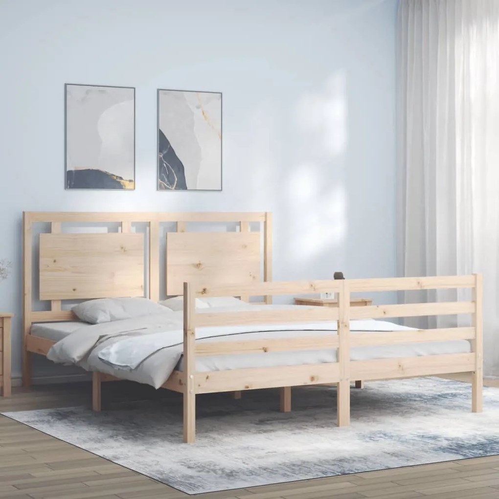 Giroletto Con Testiera 160x200 Cm İn Legno Massello /