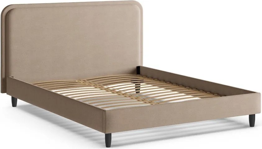 Letto matrimoniale imbottito greige con rete inclusa 140x200 cm Aveline – Micadoni