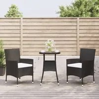 Set Bistr da Giardino 3 pz con Cuscini in Polyrattan Nero 3187414