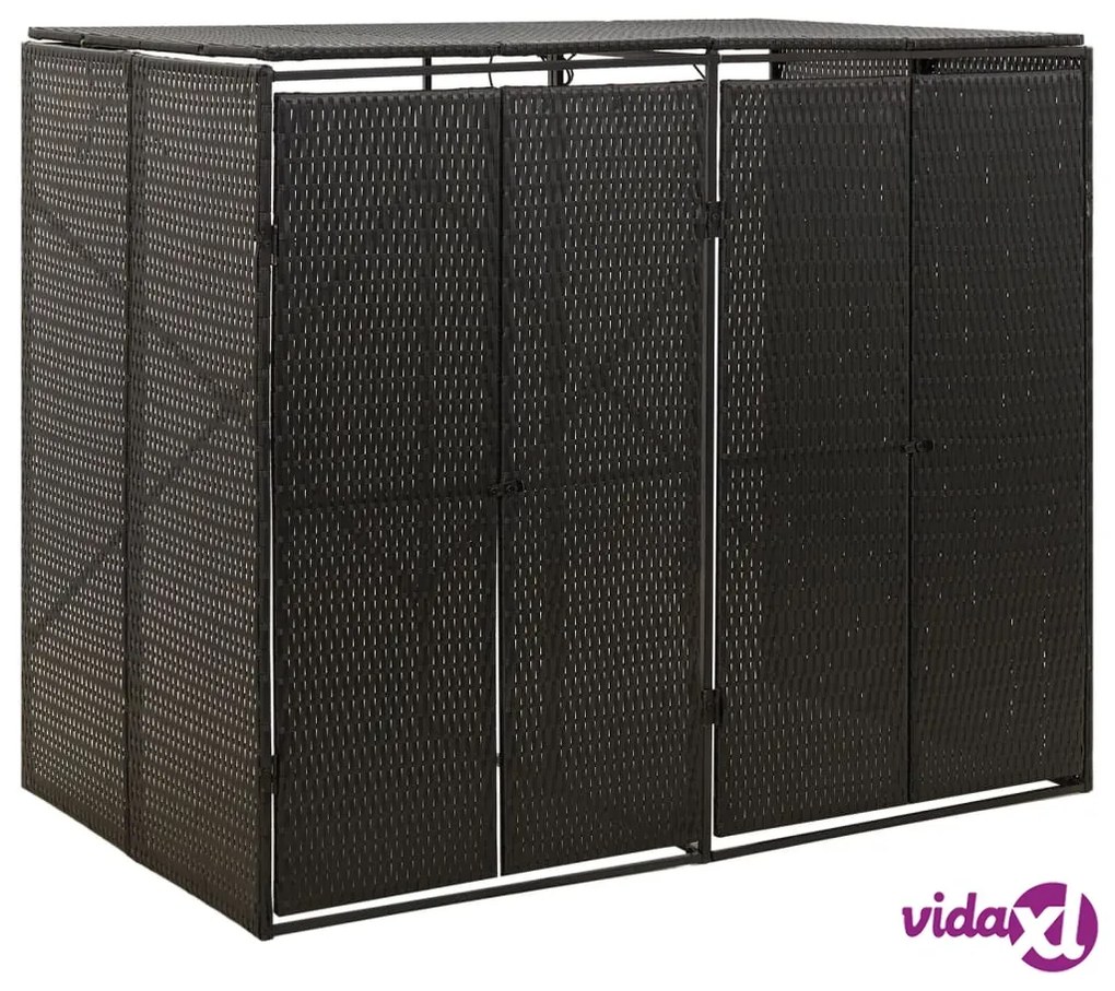 vidaXL Copribidone Doppio Nero 140x80x117 cm in Polyrattan