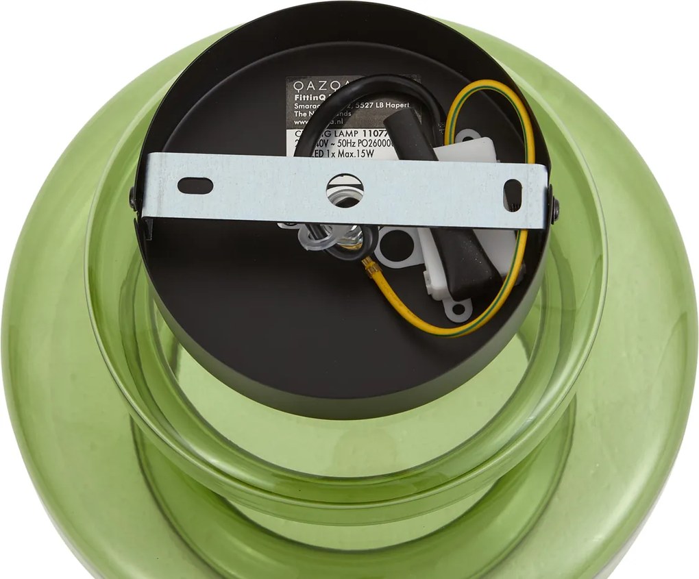 Plafoniera retrò nera con vetro verde - Denise