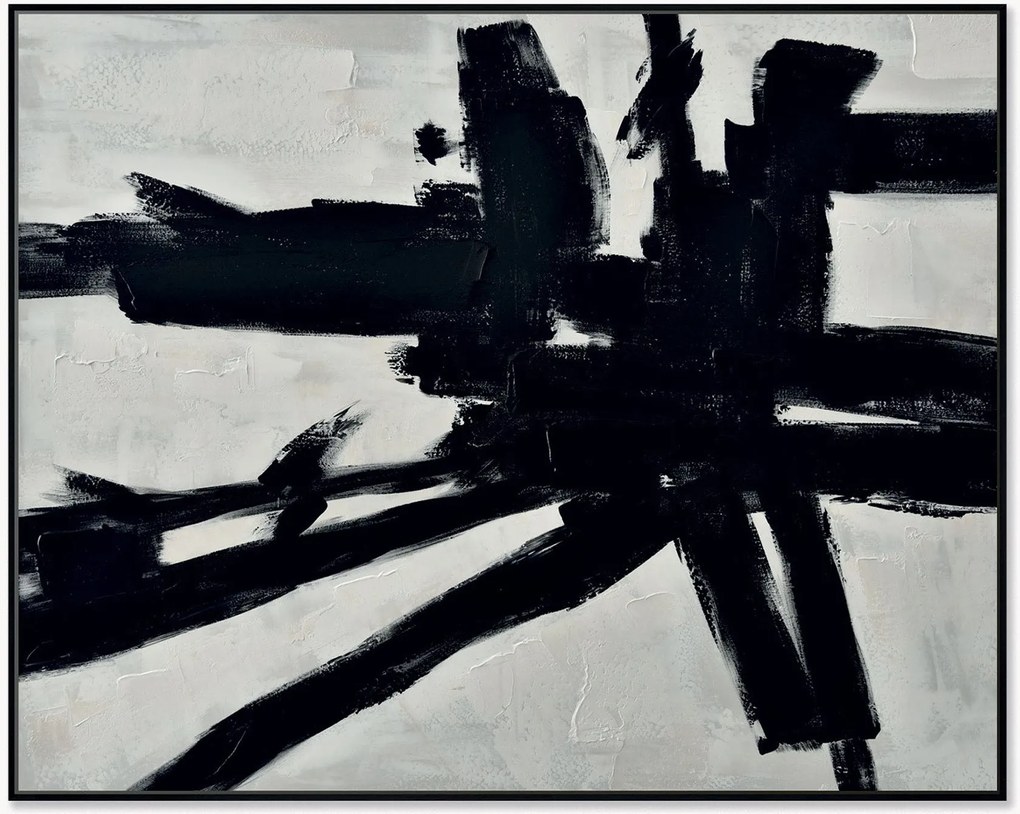 Quadro dipinto a mano con cornice in legno Omaggio A Kline