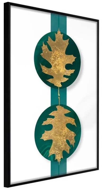 Poster  Gilded Oak Leaves  Cornice Quadri Cornice nera, Larghezza x Altezza Home decor 30x45