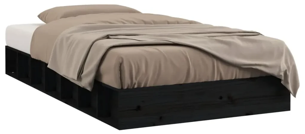 Giroletto nero 135x190 cm 4ft6 double in legno massello