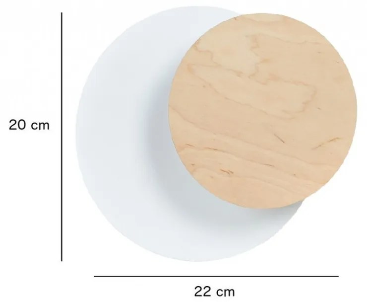 Applique da Parete Circle, Bianca e in Legno, Luce Indiretta, Base G9 Colore del corpo Legno