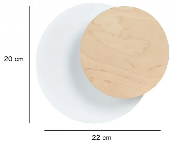 Applique da Parete Circle, Bianca e in Legno, Luce Indiretta, Base G9 Colore del corpo Legno