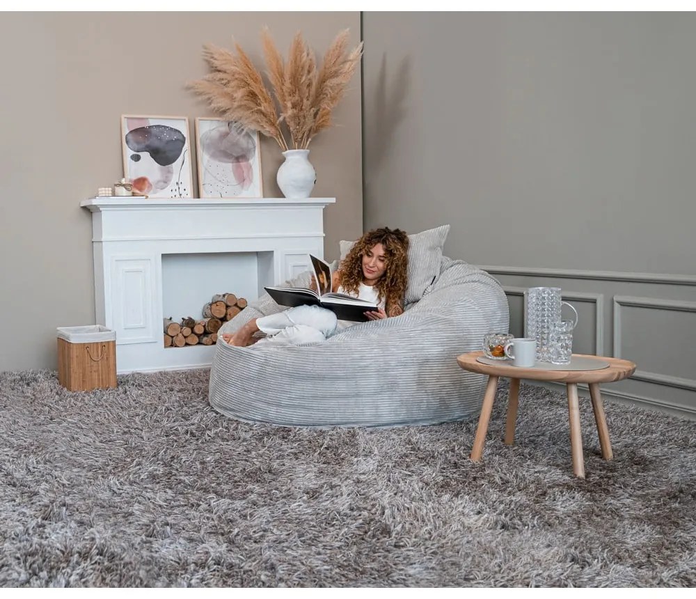 Puof a sacco marrone scuro con rivestimento in velluto a coste Om 135 – SLOWDOWN